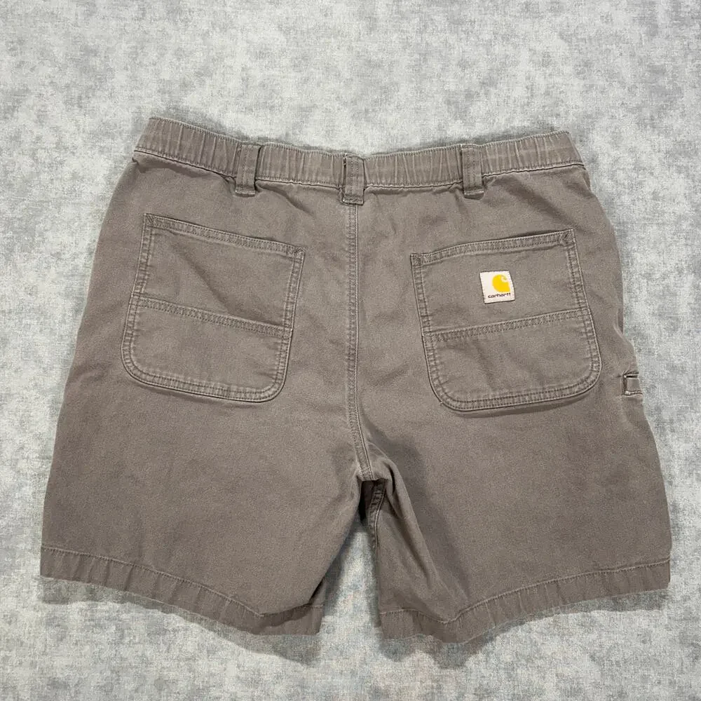 Carhartt Rugged Flex Canvas Utility Work Shorts Mens 36 Gray Relaxed Fit 8